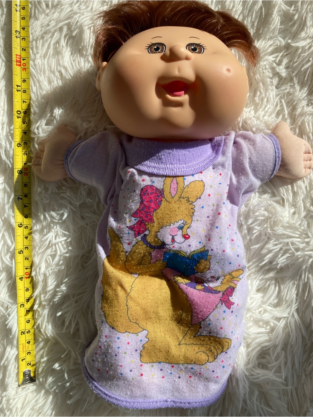 Lavender Bunny Print Cuddly Plush Doll